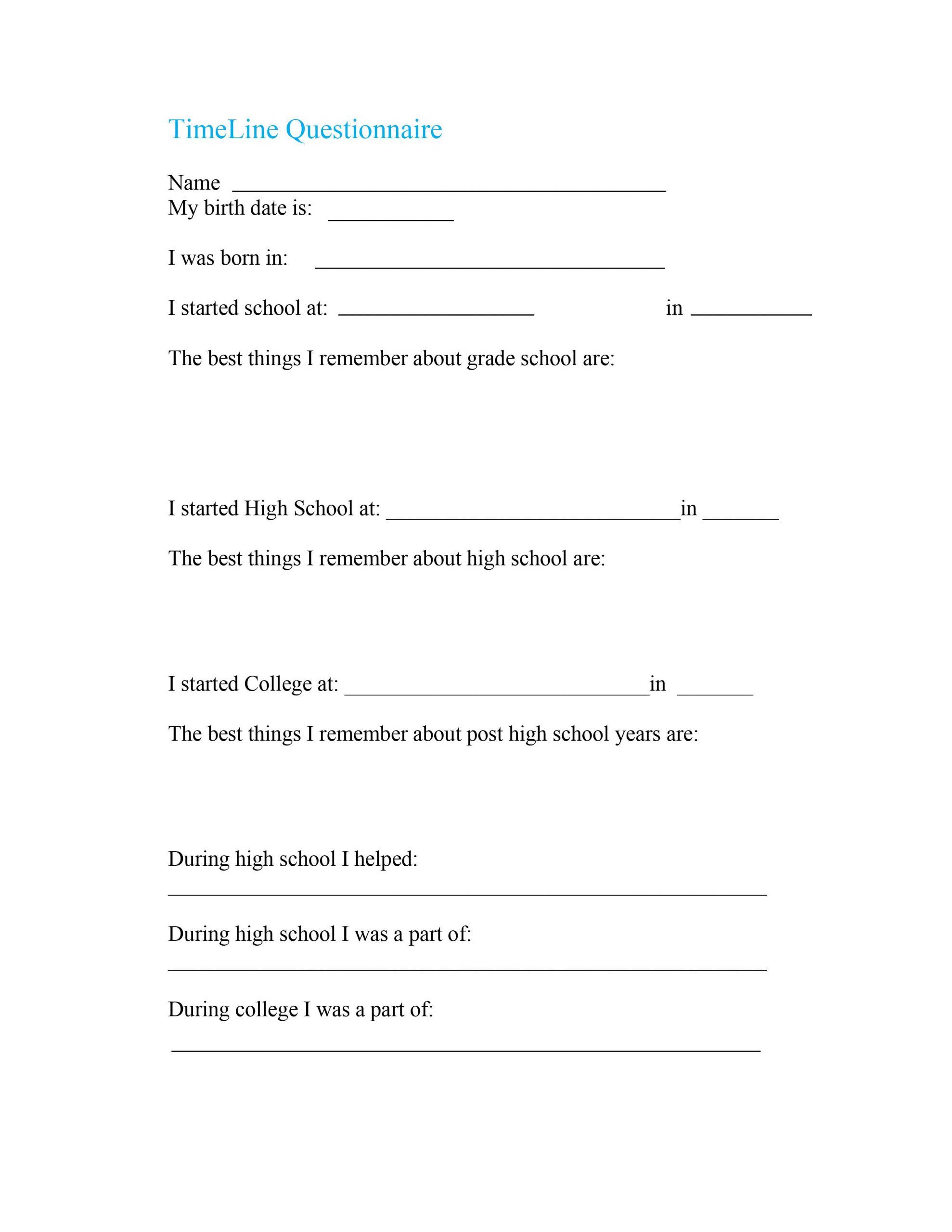 My TimeLine Questionaire